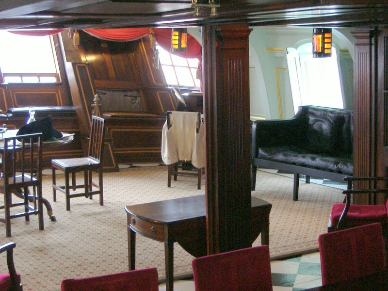 The upper quarters of Admirals cabin aboard HMS Victory.