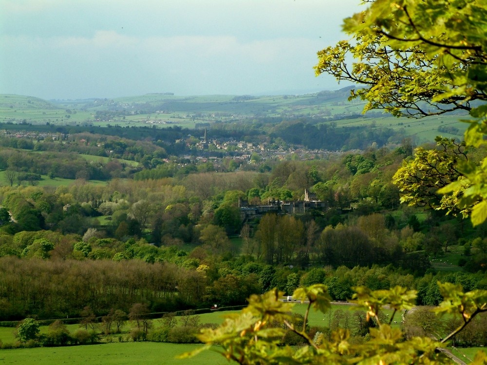 Haddon Hall and Bakewell from Stanton in Peak, Derbyshire