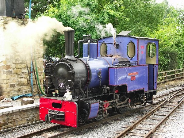 Photograph of Steam Engine taking on water at Alston Station, Cumbria.
