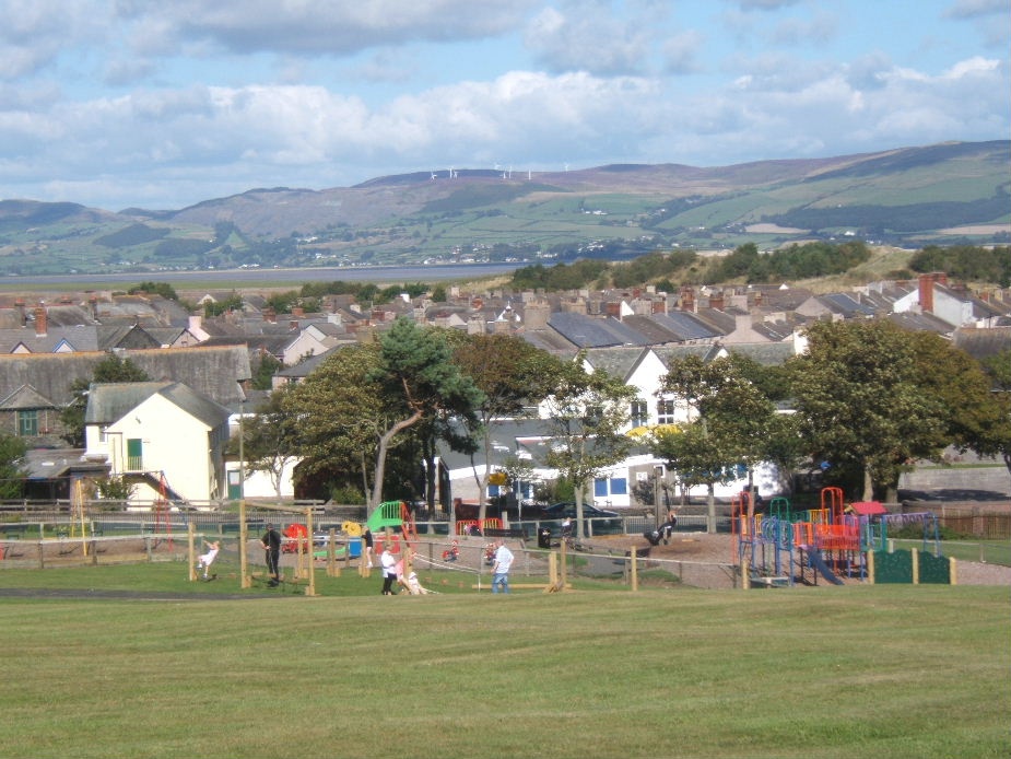 Overlooking Millom from the park.  Duddon estuary and Furness hills in the background. Cumbria