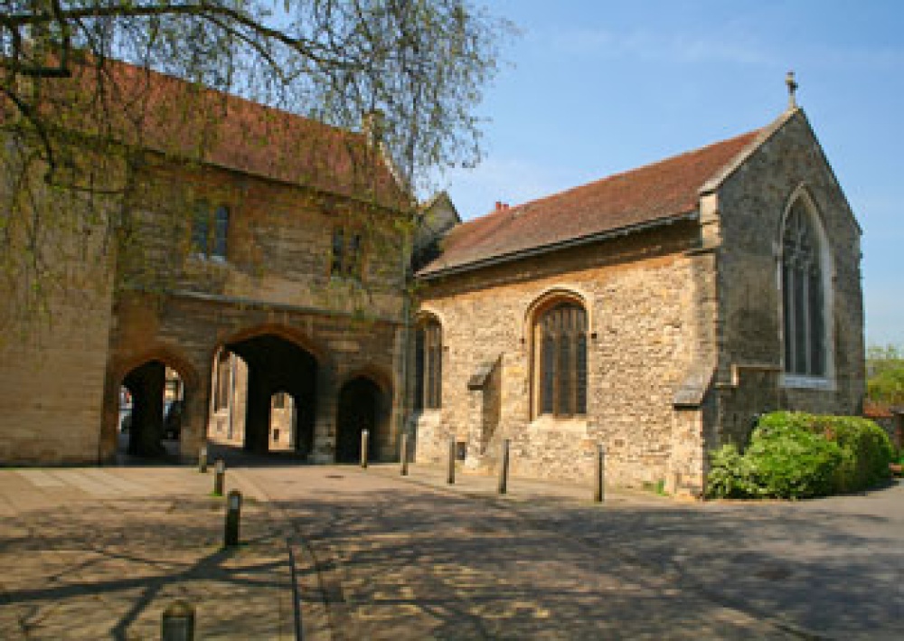 Abbey Gateway and the chancel of St Nicholas Church, Abingdon, Oxfordshire.