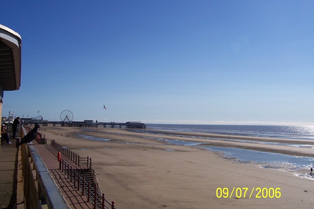 The tide going out at Blackpool, Lancashire