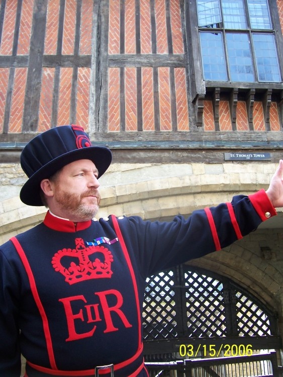 A Beefeater gives a very entertaining tour at the Tower of London