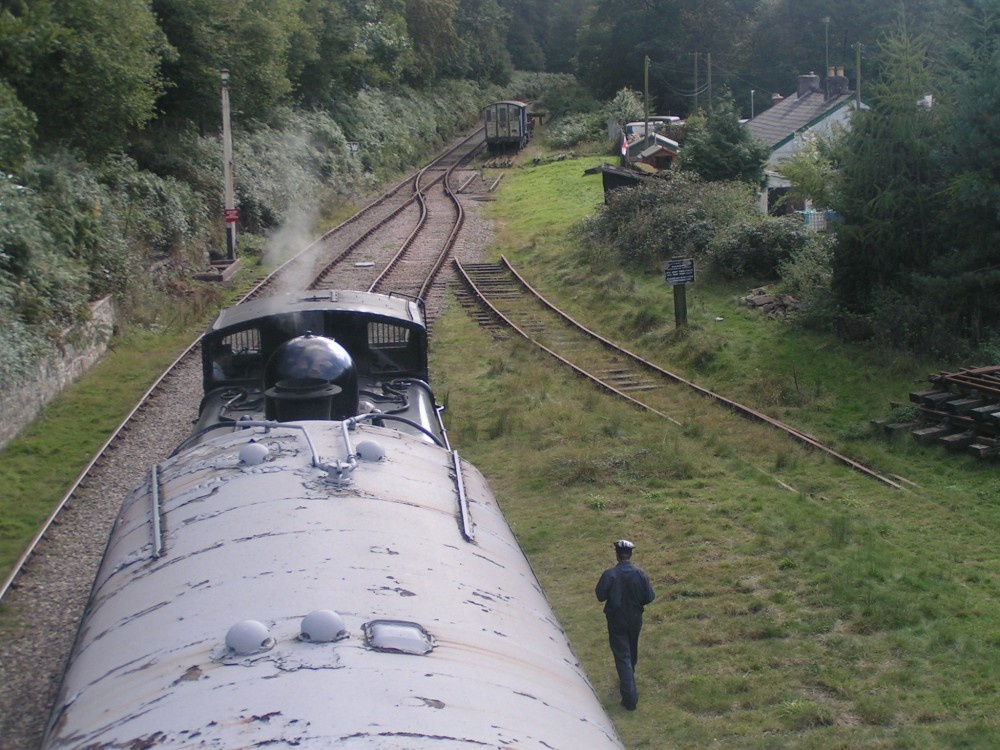 Photograph of Driver ready to leave station at Parkend Station, Forest of Dean, Gloucestershire