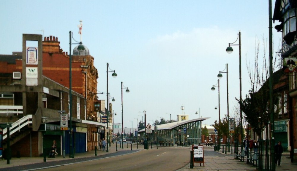 The Church Street and the new bus station in the centre of Eccles.
