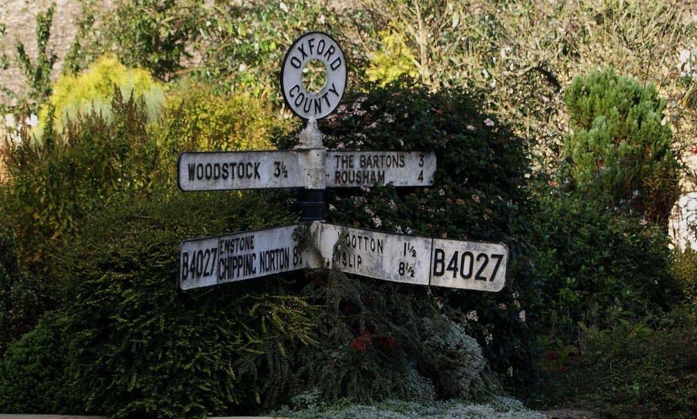 Signpost in the Oxfordshire village of Glympton