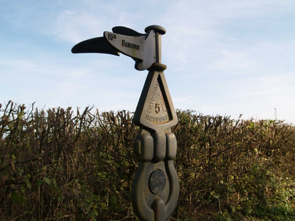 Very unusual 'designer' signpost near Glympton, Oxfordshire.
