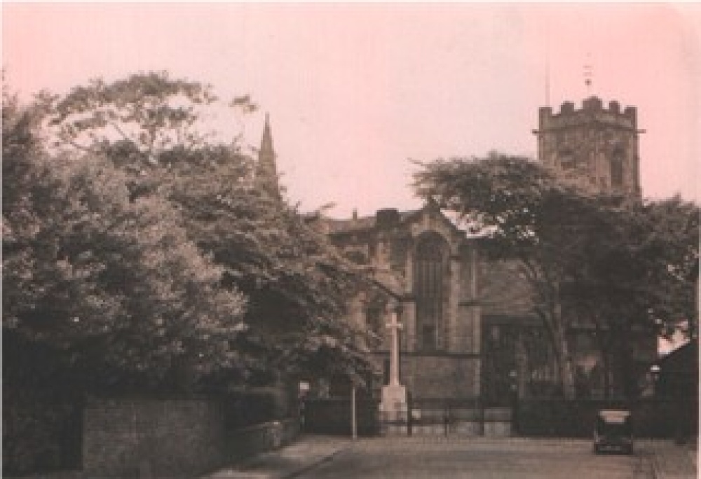Prestwich; St. mary's church from church lane; about 1958