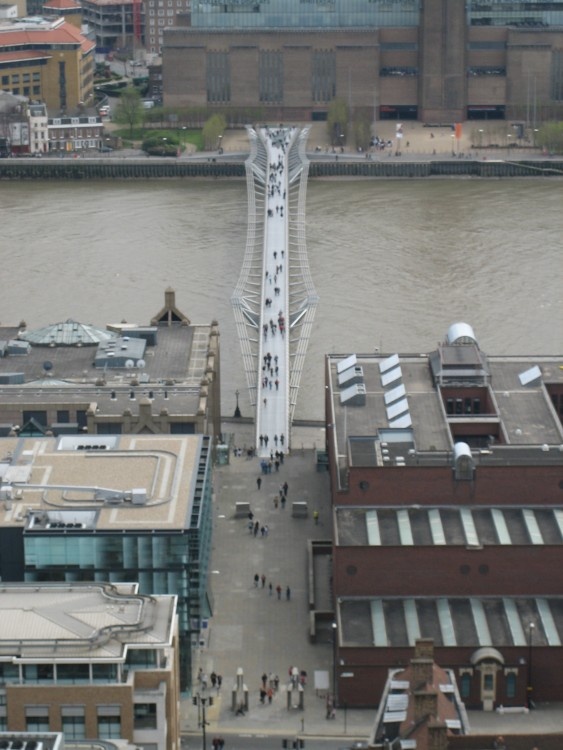 Ariel view of Millenium Bridge, London