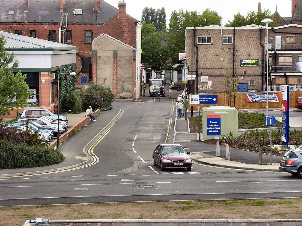 view from upstairs supermarket window looking down on to waverley street long eaton derbyshire.