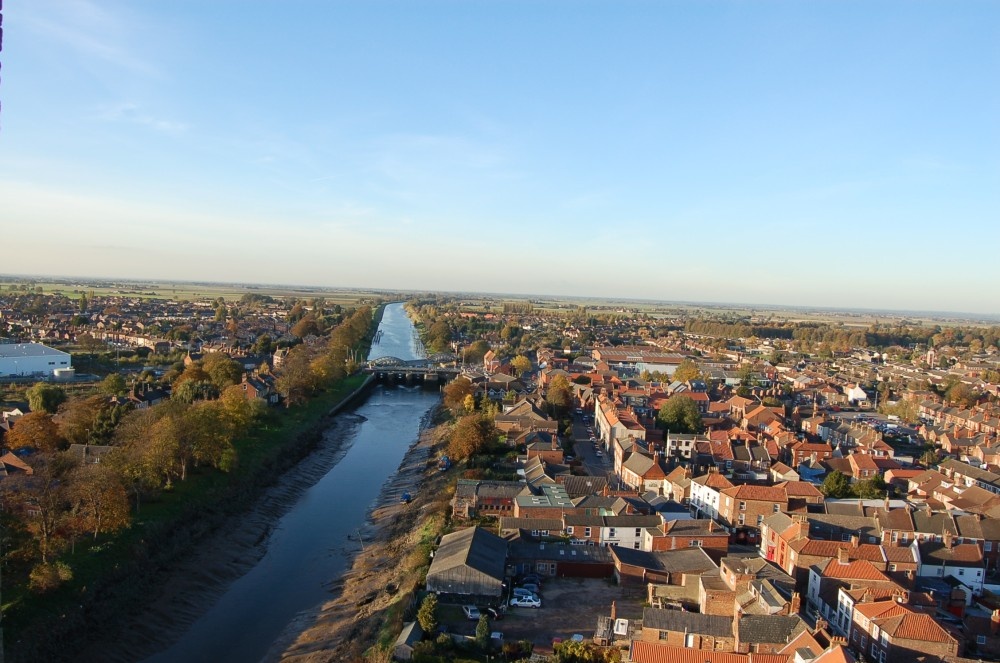 A view looking up the River Witham as seen from the Boston Stump, Lincolnshire