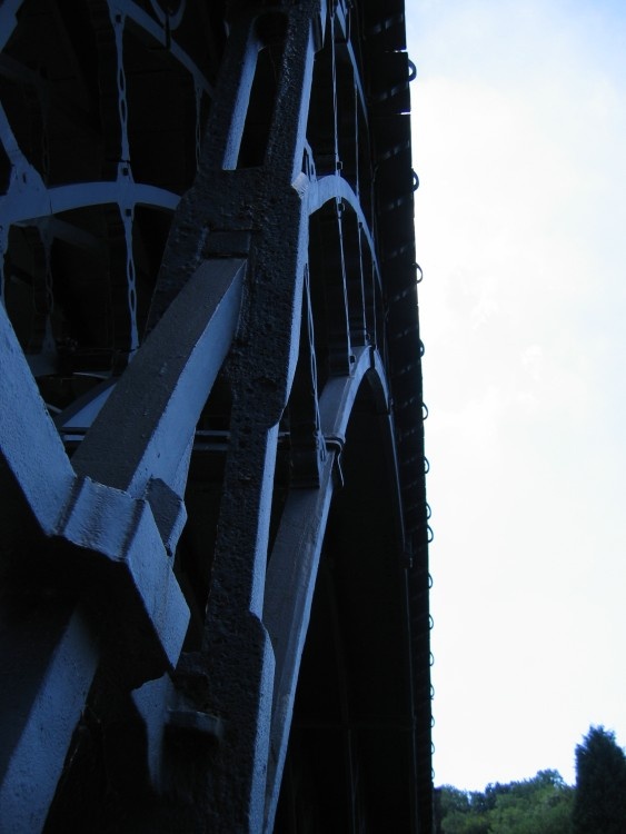 Ironbridge, Shropshire. August 2006. The blue of the iron is wonderful.