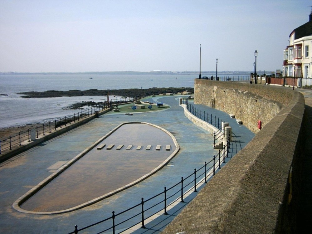 The Block Sands, with the former paddling pool in the foreground, in Hartlepool, County Durham.