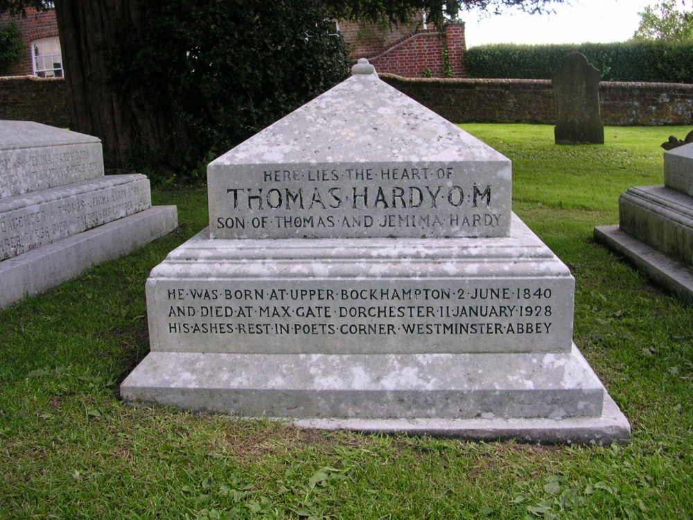 Thomas Hardy's heart is buried in St. Michael's churchyard, Stinsford, Dorset.