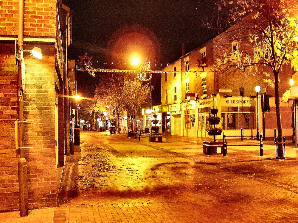 The high road at night, Beeston, Nottinghamshire.