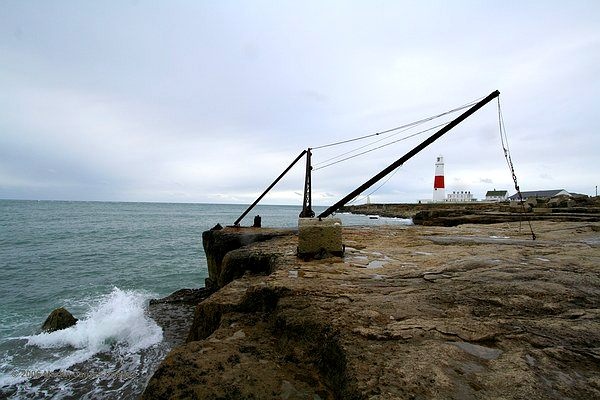 Portland Bill Lighthouse in indifferent weather. Portland, Dorset