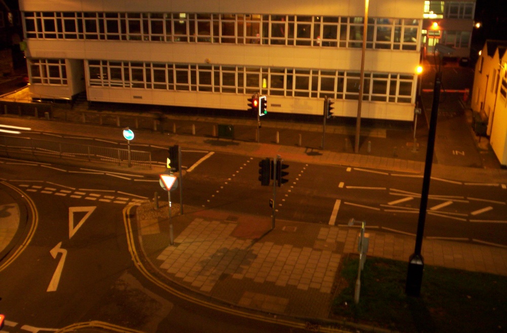 High Street at night, Worthing, West Sussex.