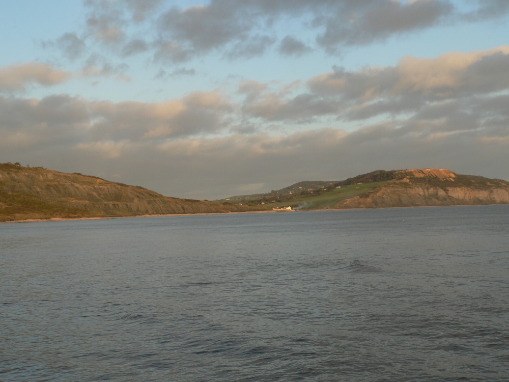 Looking across to Charmouth from Lyme Regis, Dorset.