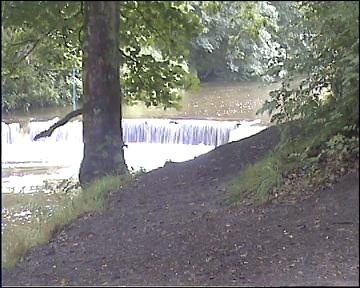 River Goyt Weir in Brabyn's Park, Marple, Greater Manchester.