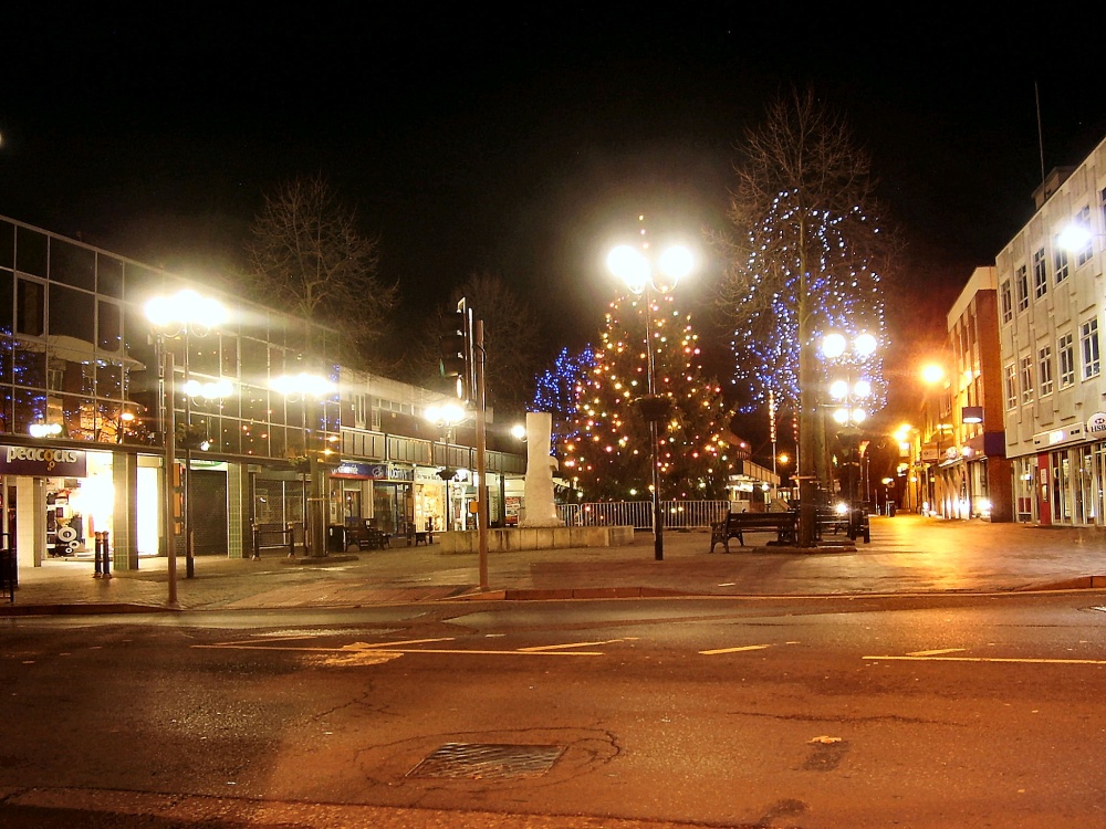 A festive looking Beeston Square, Beeston, Nottinghamshire.