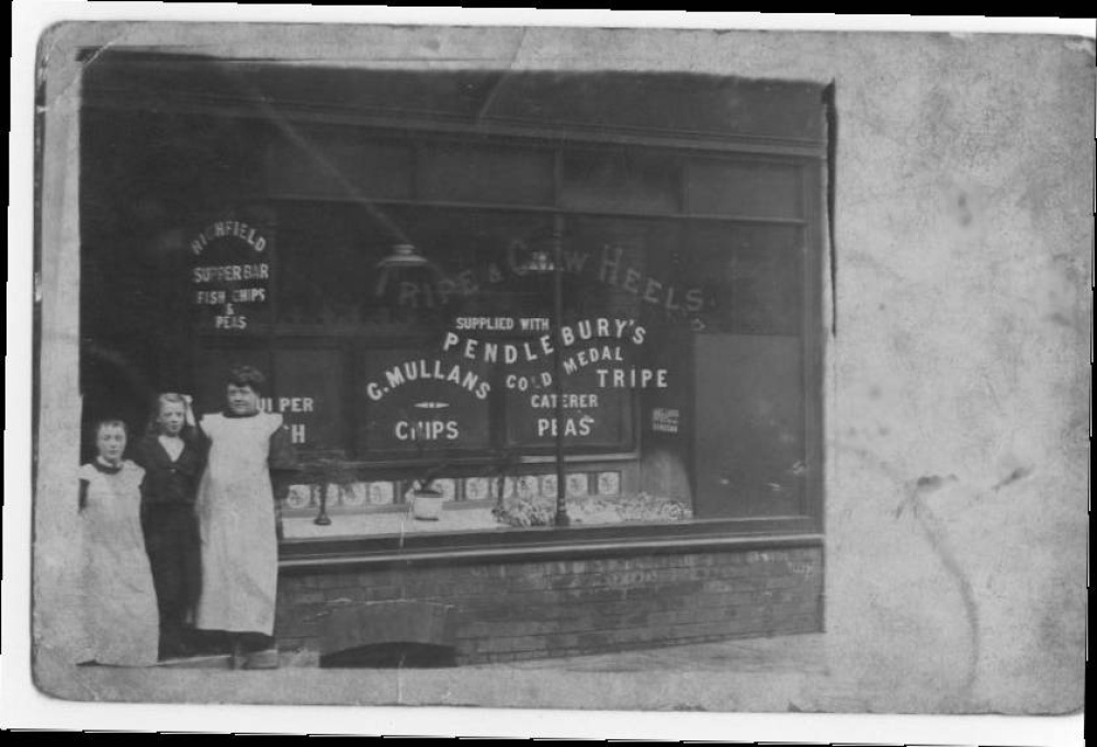 George & Matilda Mullans Fish & Chip Shop Highfiel St, Cheetham Hill (?) circa 1910