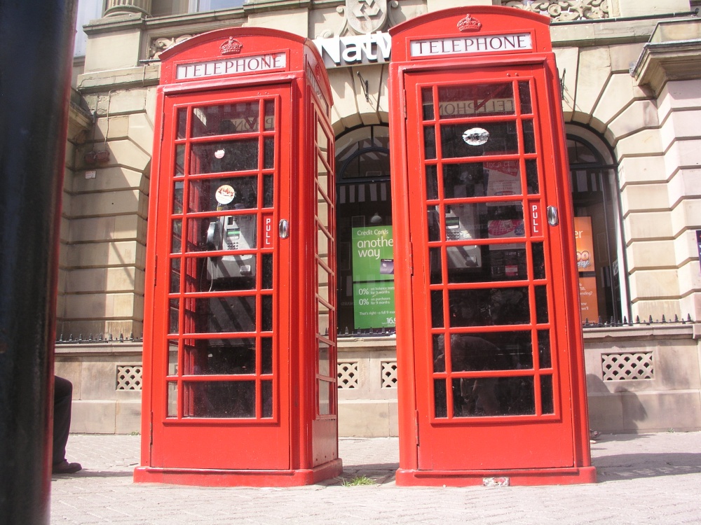 Red phone boothes in Chester