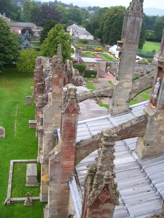 From the roof of Melrose Abbey, Melrose, Borders, Scotland.