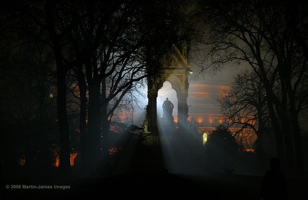 London Royal Albert Hall Albert Memorial Hyde Park in the fog Dec 20th