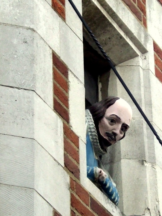 Greater London. Will Shakespeare looking down Carnaby Street from a Pub Window
