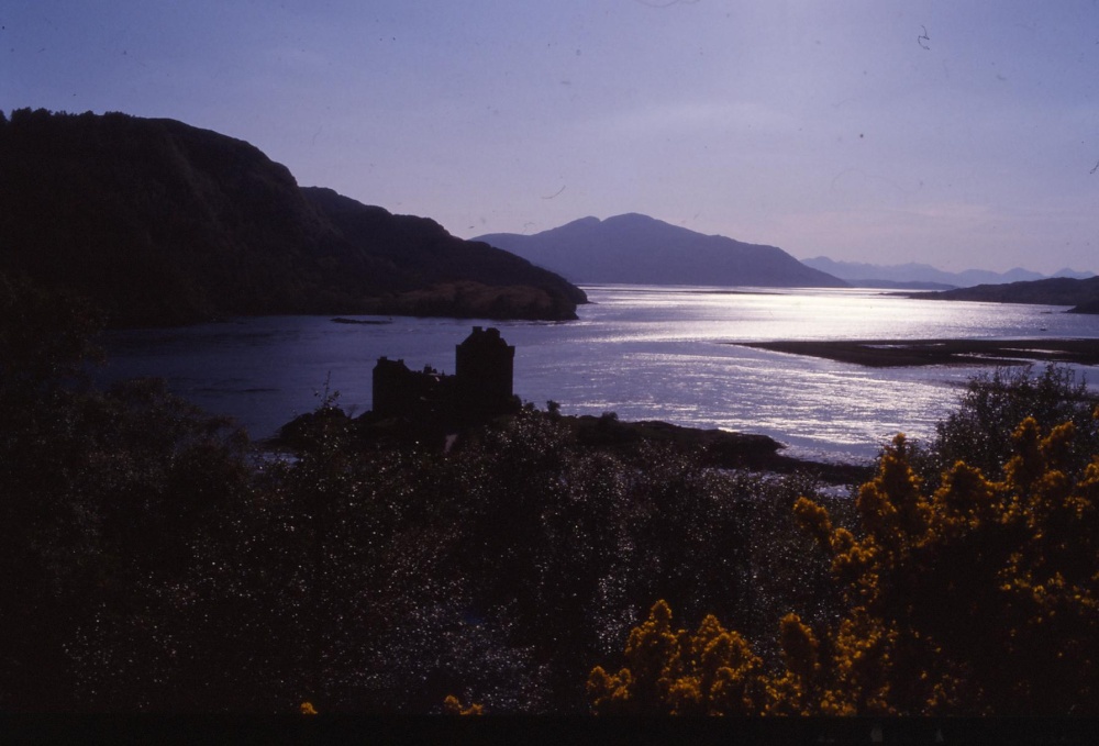 Eilean Donan Castle in moonlight, Kyle of Lochalsh, Highland, Scotland.