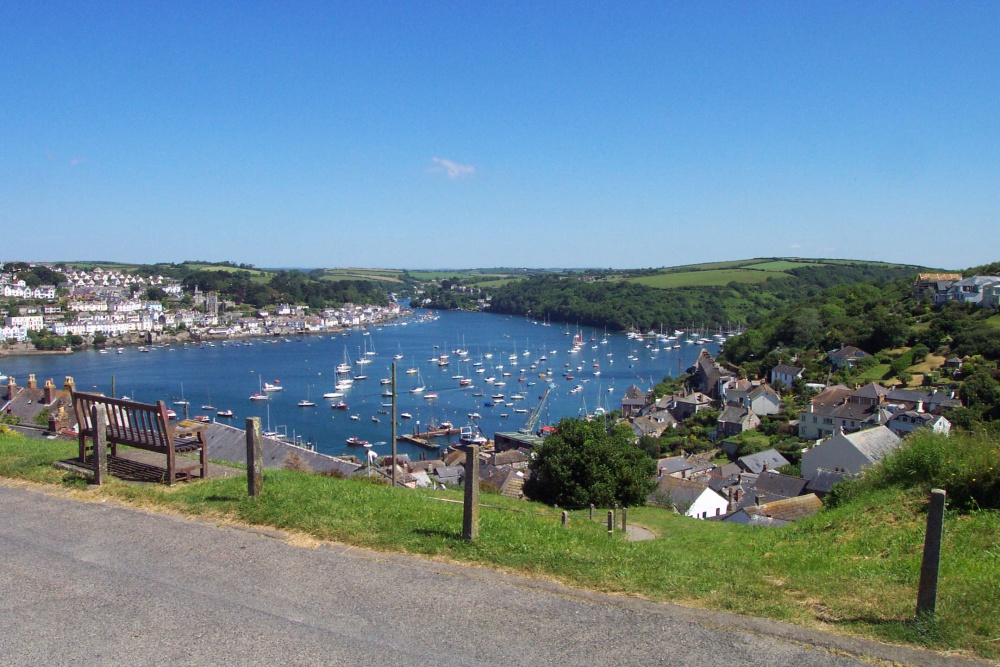 Looking over to Fowey taken from St. Saviours Hill, Polruan, Cornwall, June 2006.
