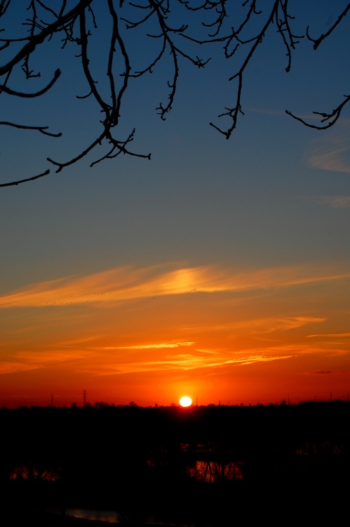 Sunset over Kingsbury Water Park, Kingsbury, North Warwickshire.