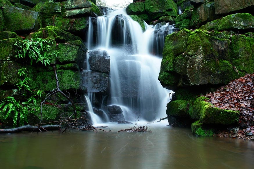 A section of the waterfall, taken in the grounds of Smithill's Hall, Bolton, Greater Manchester. photo by Maurice Clegg