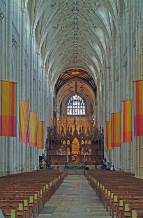 Winchester Cathedral, Hampshire - The Nave looking East.