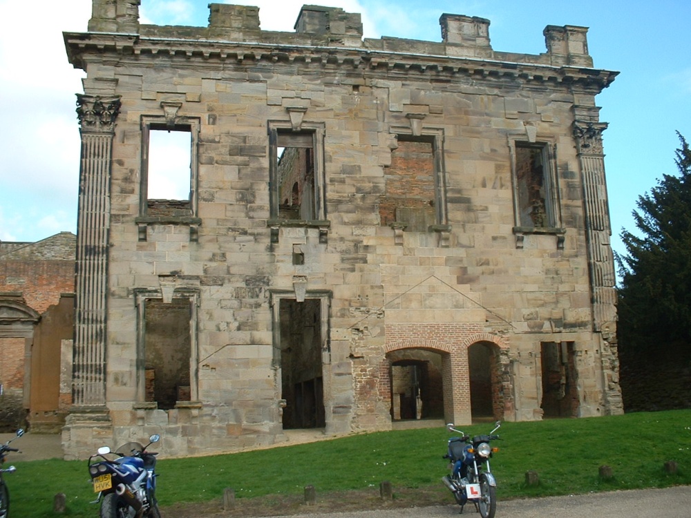 This is the front of Sutton Scarsdale Hall, Sutton Scarsdale, Derbyshire photo by Jo