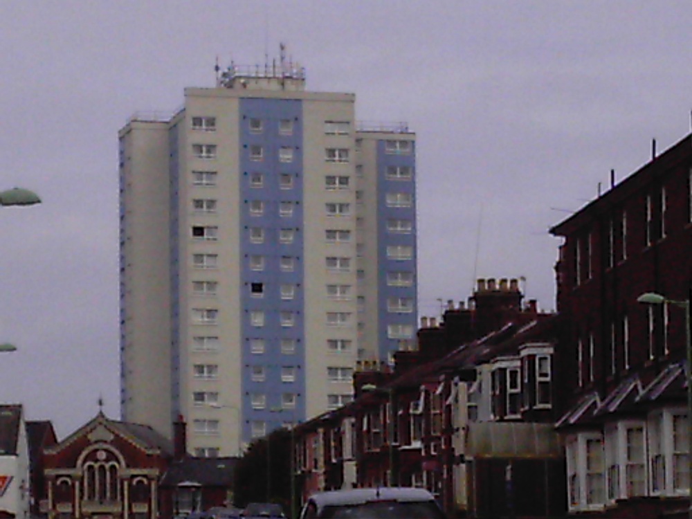 view of the St. Peters Street tower flats