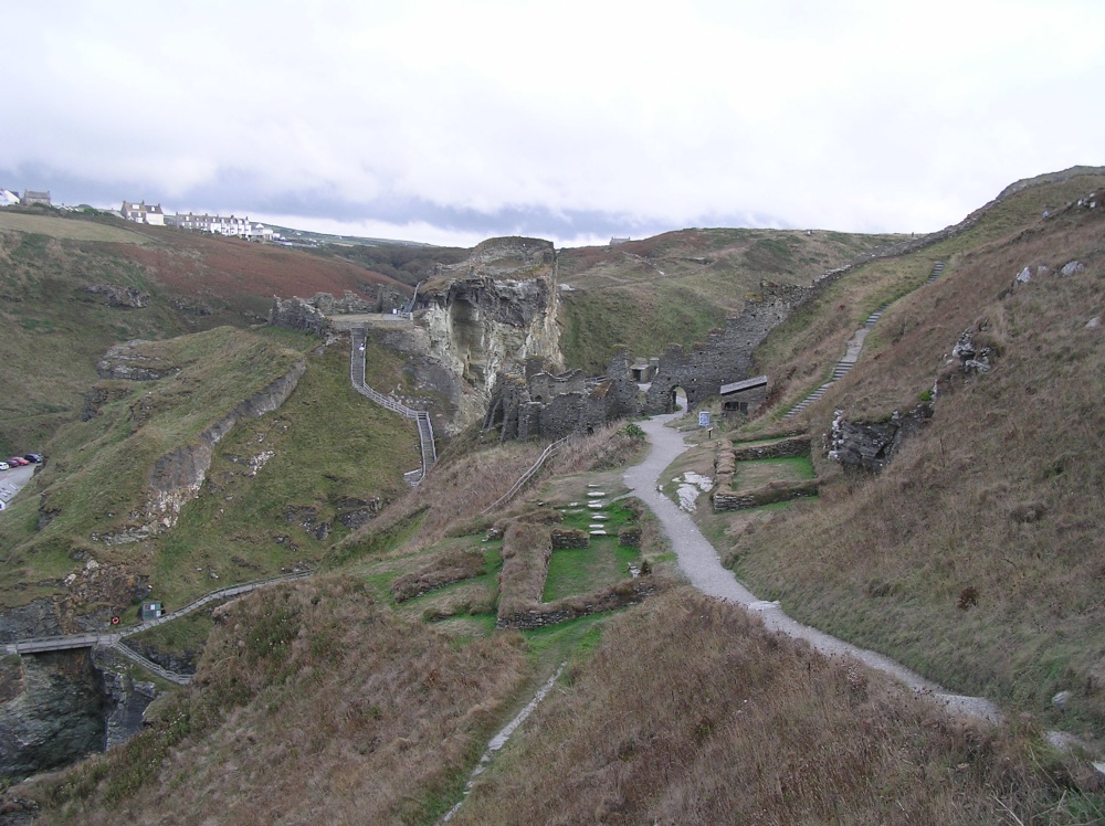 A view of the ruins of Tintagel Castle in Cornwall.
