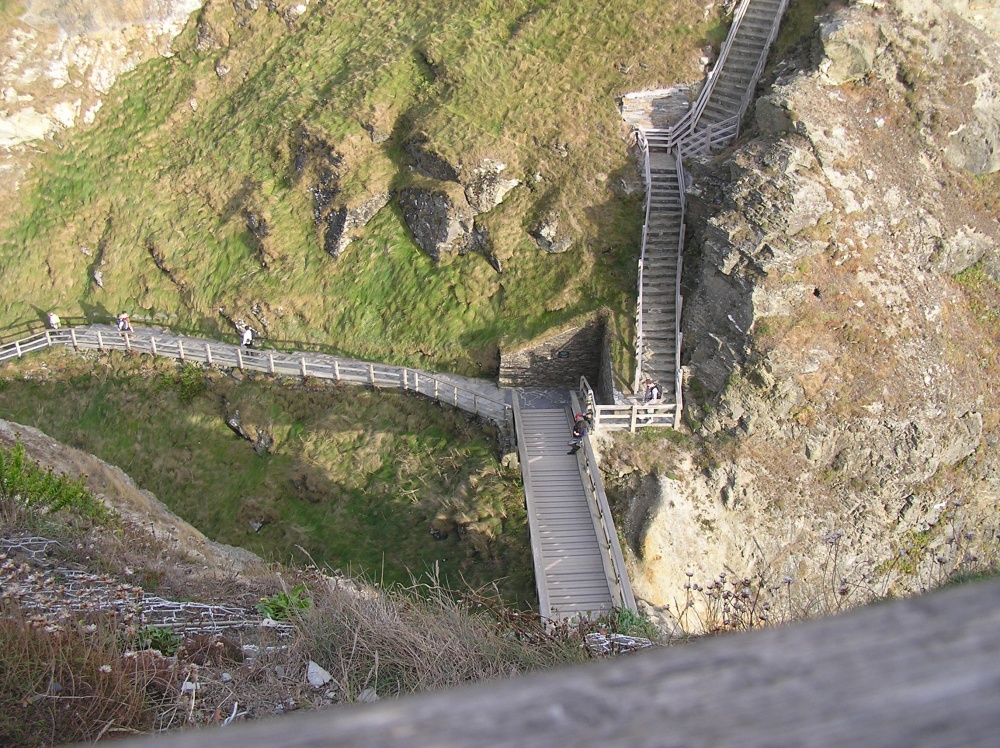 What a climb it is to reach the top of the cliff to see the ruins of Tintagel in Cornwall.