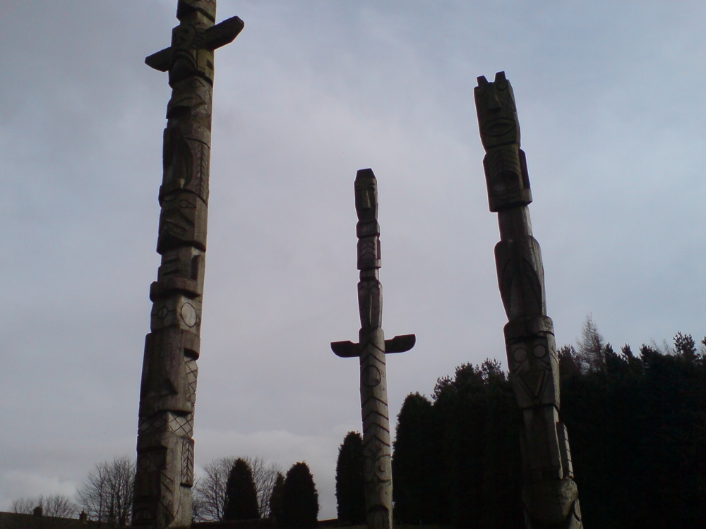 Totem poles at Stonehaugh in Wark Forest, Northumberland photo by Michael Morris