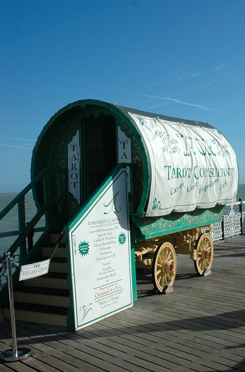 Gypsy caravan on Brighton Pier, Brighton, East Sussex