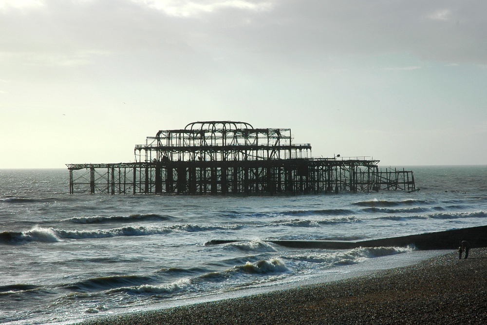 The Skeleton of the old pier at Brighton, East Sussex