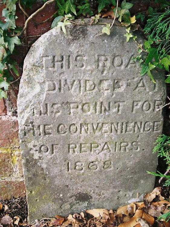 Mid-Victorian message for road menders at Breinton, Herefordshire