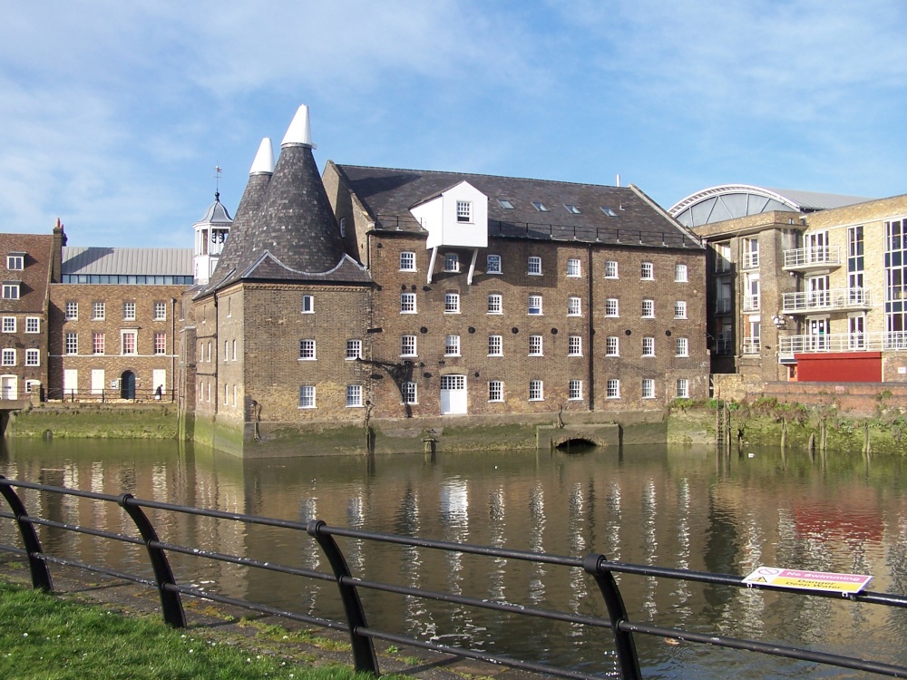 The Three Mills at Bow, London E3. Three Mills Island photo by John George Fenlon