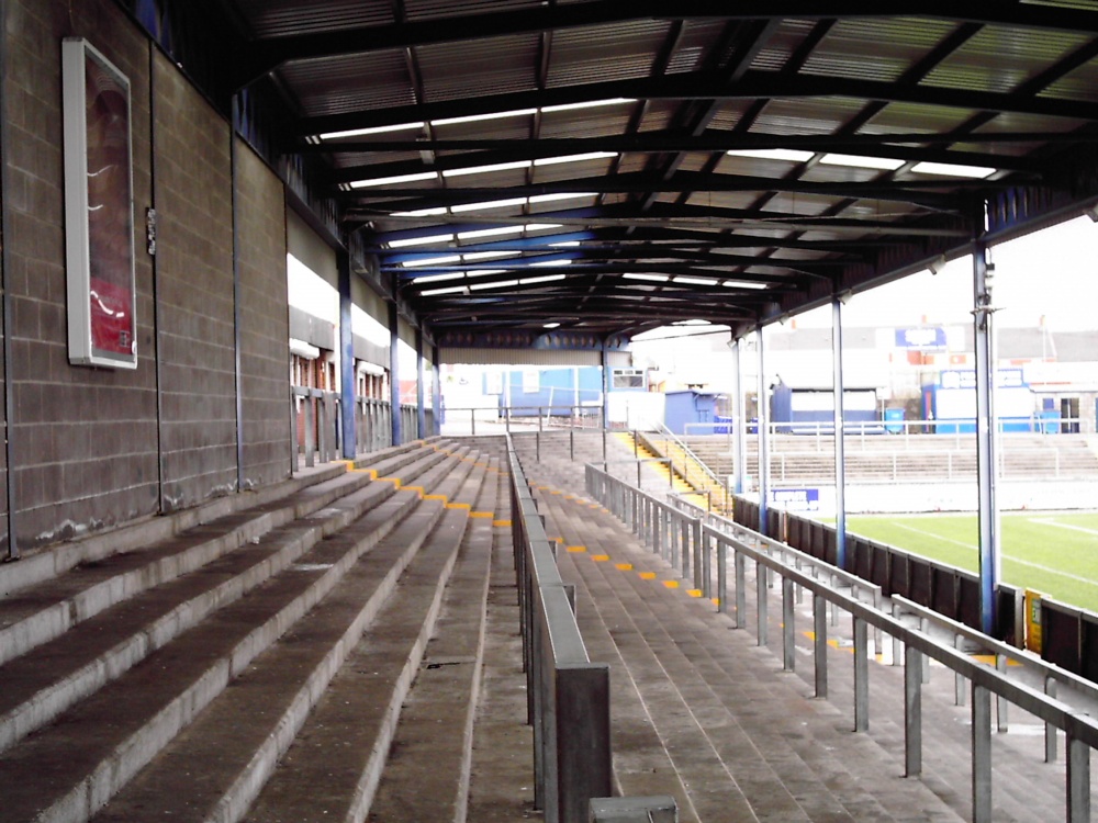 An empty Bass Stand at the Memorial Ground home of Bristol Rovers