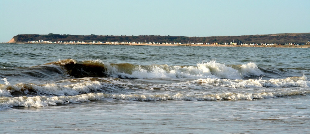 Looking towards Hengistbury Head from Highcliffe beach, Highcliffe, Dorset