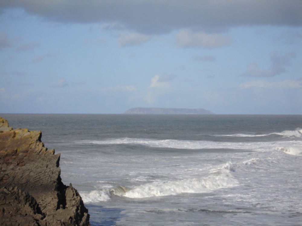 Lundy Island seen from the North Devon coast near Hartland Point