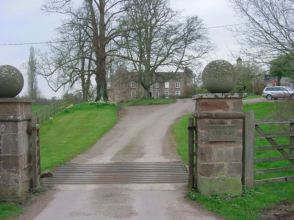 Treago, St Weonards, Herefordshire.  Main gates and drive up to the Manor House.