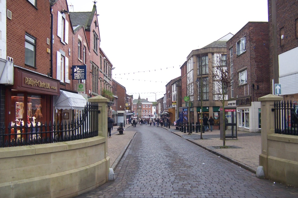 Looking down into town from Ruff Lane. Ormskirk, Lancashire