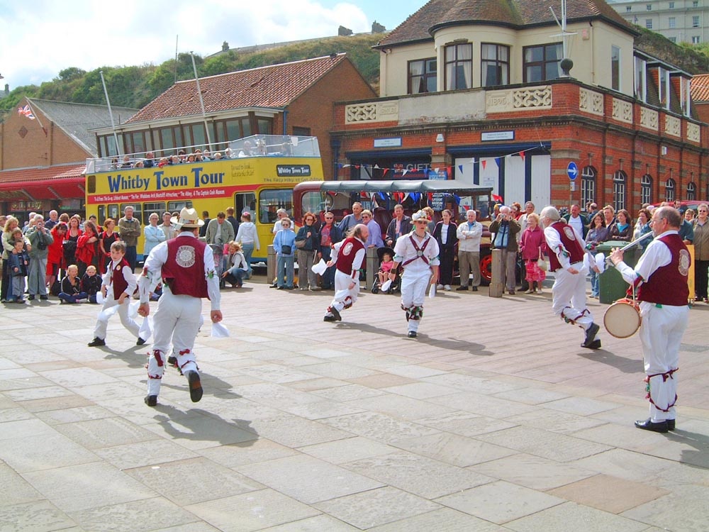 Morris dancers in Whitby, East Yorkshire.