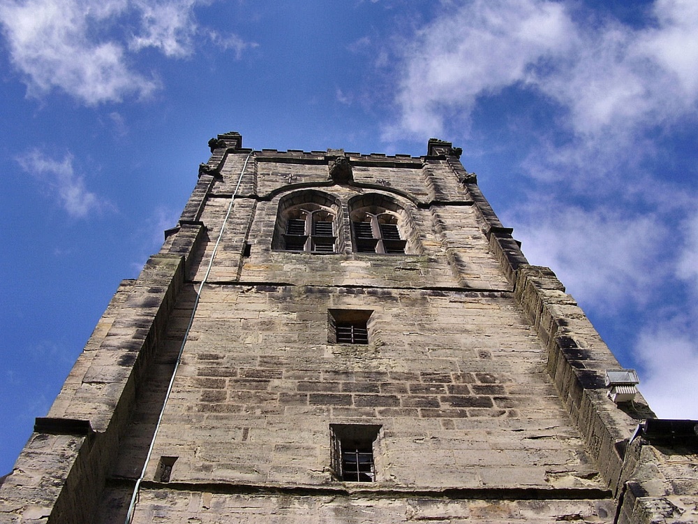 Photograph of View of the church tower, Elvaston Church, Elvaston Castle, Derbyshire.